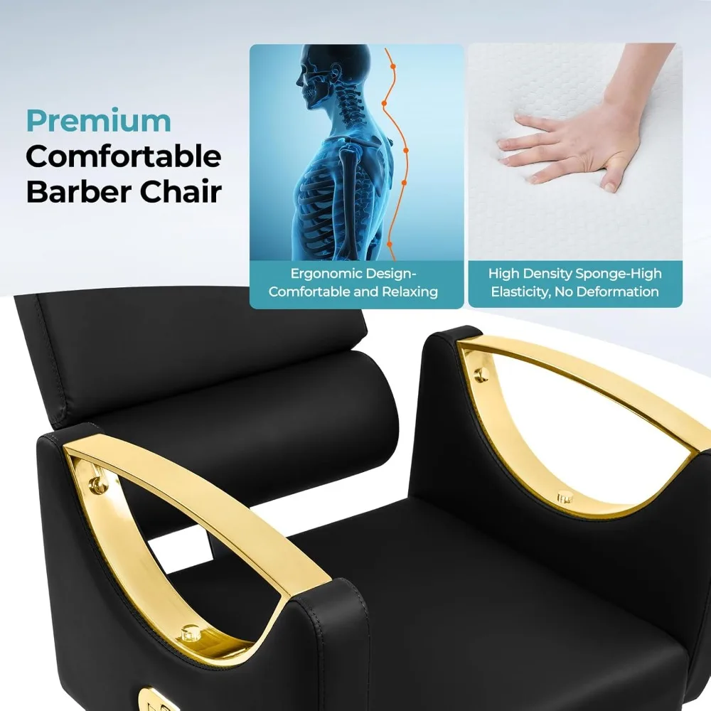 كراسي صالون لمصفف الشعر كرسي حلاق مستلق لصالون الحلاقة 360 كرسي شعر دوار مع هيدروليكي عالي التحمل #4