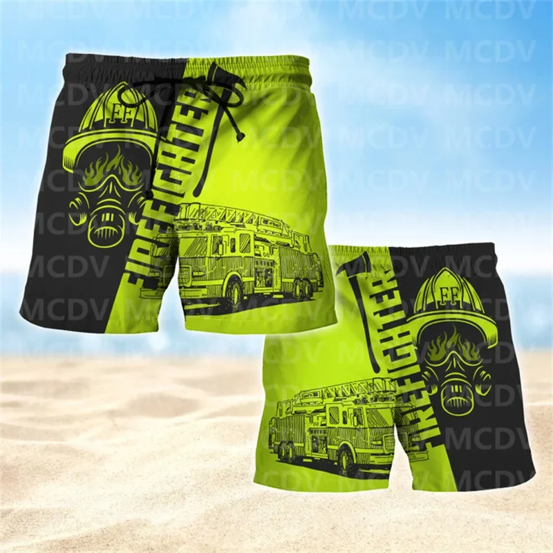 

I Am A Best Firefighter Board Shorts 3D All Over Printed Men's Shorts Quick Drying Beach Shorts