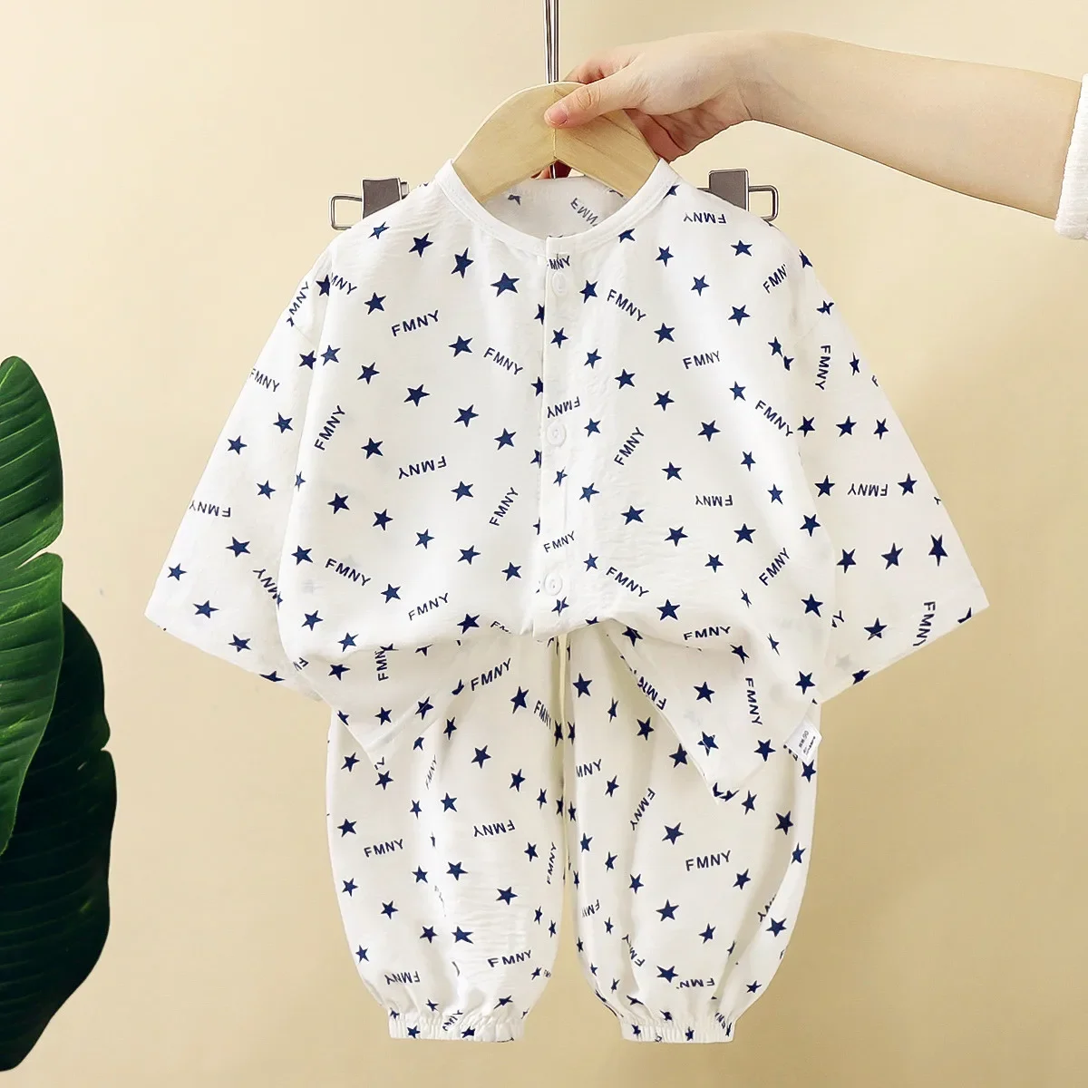 Children's Summer Thin Pajamas Boys Girls Cartoon Letter Print Long Sleeve T-shirt + Pants Sleepwear Baby Casual Clothing Sets