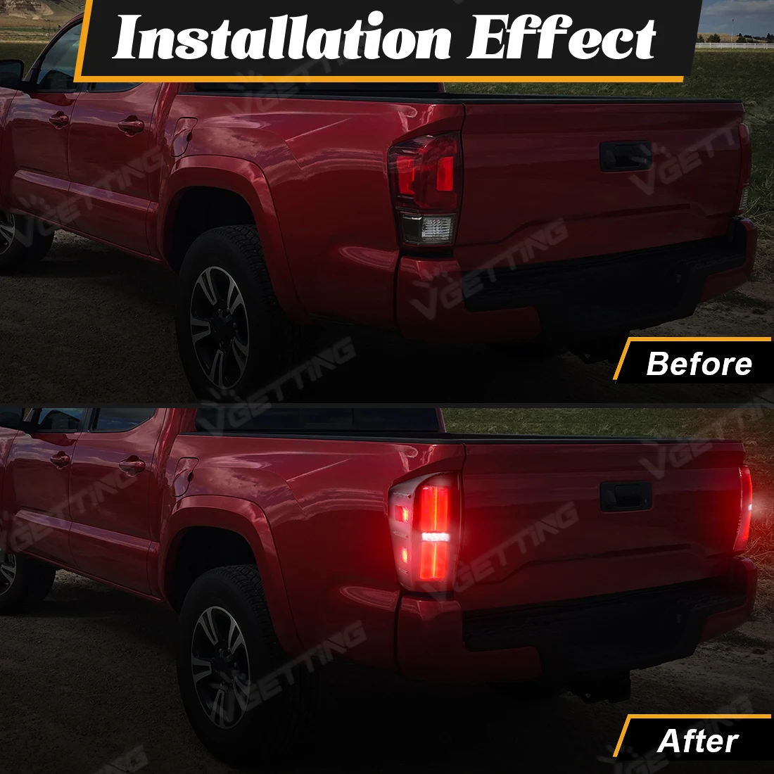 LED الضوء الخلفي الذيل مصابيح لتويوتا تاكوما 2016 2017 2018 2019 2020 2021 2022 2023 الخلفية الضباب مصباح بدوره إشارة عكس ضوء الفرامل #6