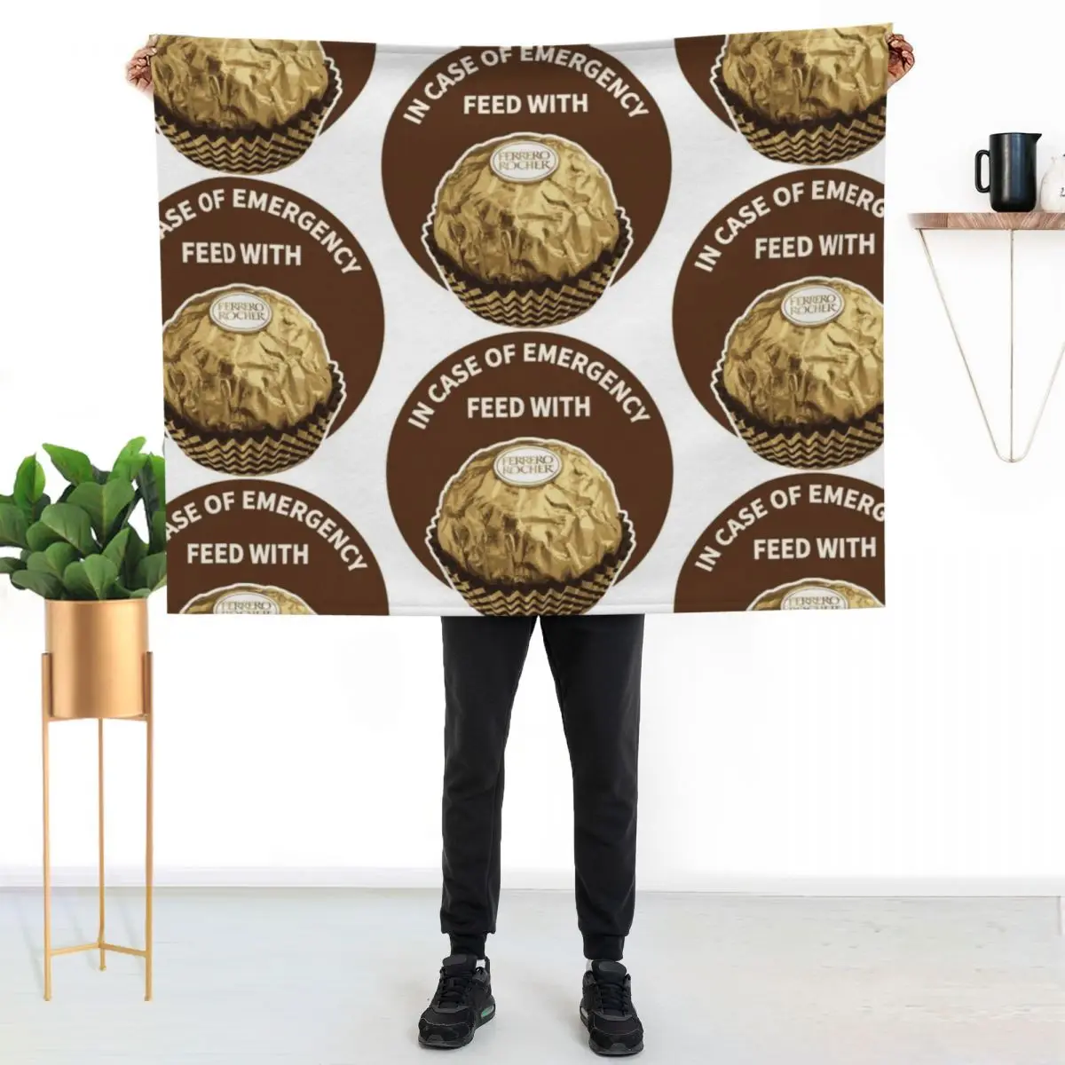 In Case Of Emergency Feed With Ferrero Rocher Throw Blanket bed plaid Bed Extra Large Throw Warm christmas decoration Blankets