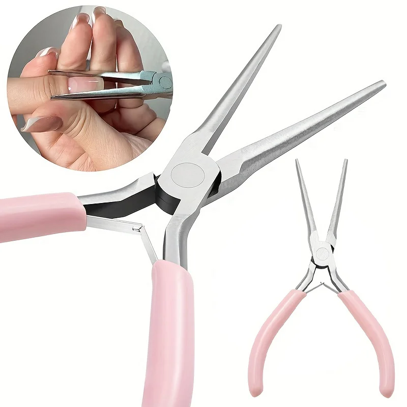 Nail tool pink handle long tip shaping pliers to construct extension Manicure special nail shaping clip