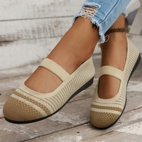 New Barefoot Shoe Women's Casual Shoes Espadilles Striped Sports Shoes Flat Heel Square Toe Flat sole Lefu Shoes Plus Size 43
