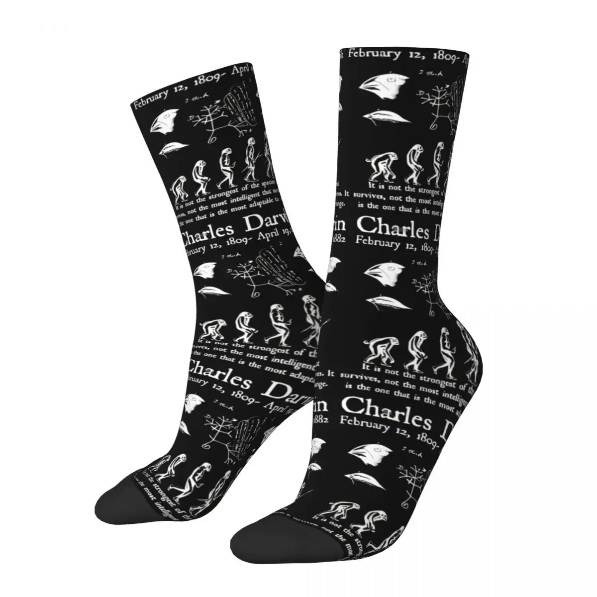 Charles Darwin Evolution Vintage Freemason Shower Unisex Winter Socks Warm Happy Socks Street Style Crazy Sock