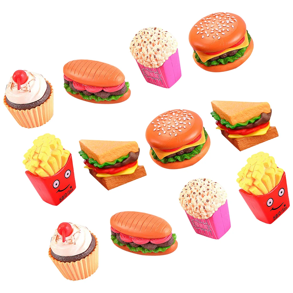 12 Pcs Simulated Hamburger Hot Dog Kids Fast Food Playset Barbecue Playing House Prop Pvc Model