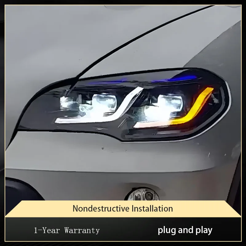 Car Front Lamp 2007-2013 For BMW X5 E70 Assembly Headlight With Full LED DRL Lens Turn Signal Light New Styling Auto Accessories
