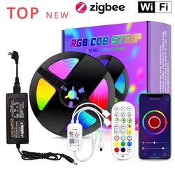 Tuya Zigbee Smart Wifi RGB-IC COB Neon flessibile LED Strip Light indirizzabile RGB Tape Ambient Decor Lamp per Alexa Google Home