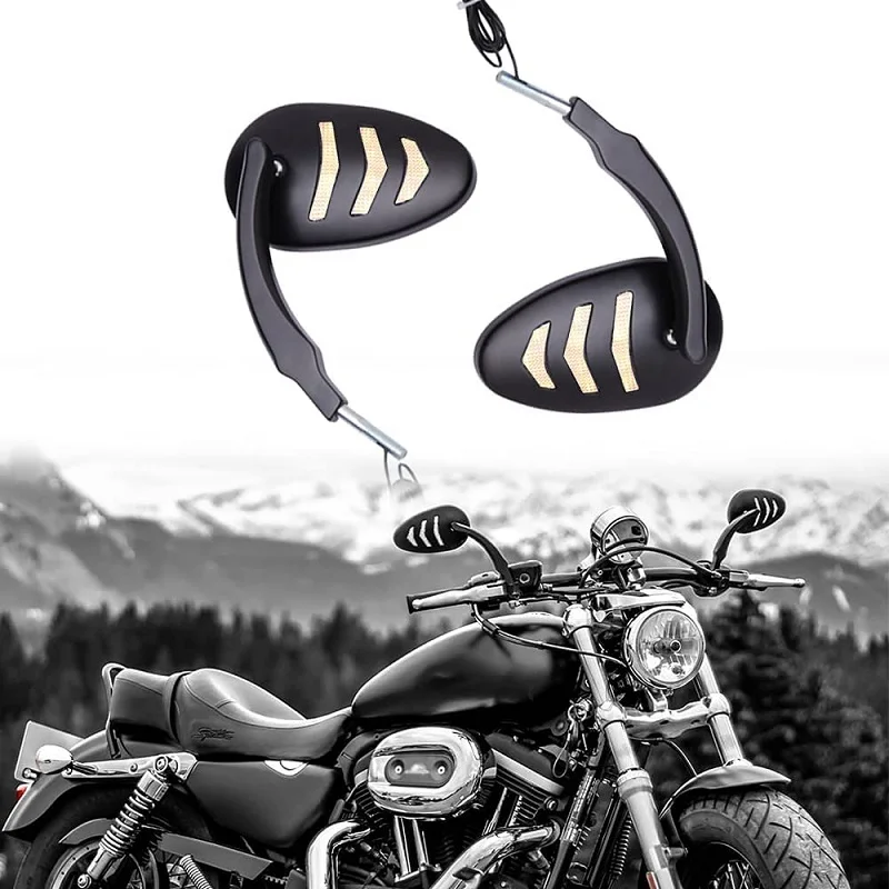 Espejos retrovisores izquierdo y derecho para motocicleta, luz Led de señal de giro, espejo de manillar cromado negro para harley-davidson Road King