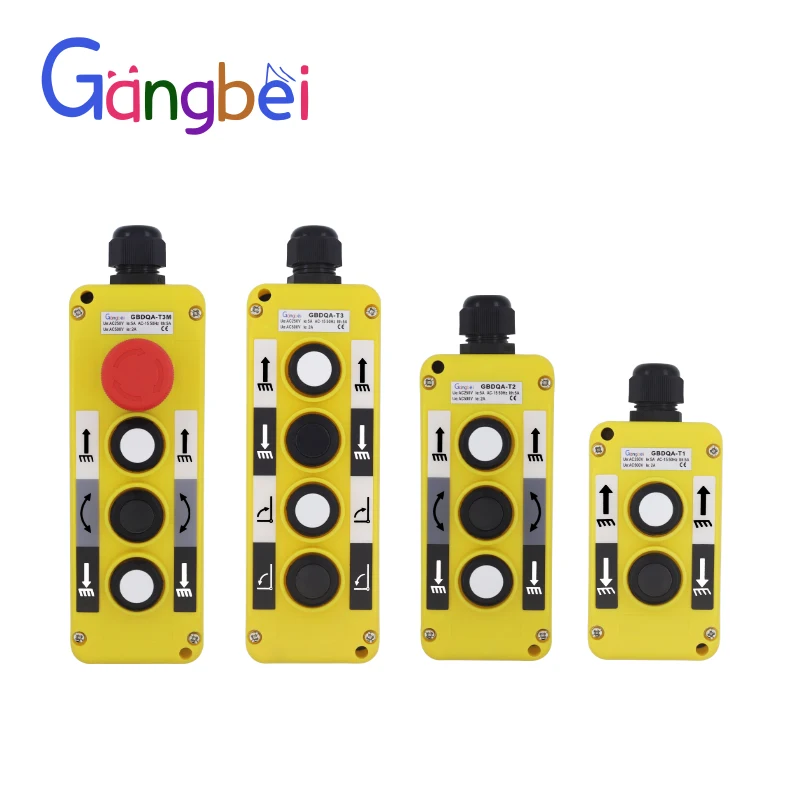 GBDQA-T1 T2 T3 2Y interruptor de botón de parada de emergencia impermeable Panel de Control de seguridad operado por llave dos/tres/cuatro botones para Gangbei