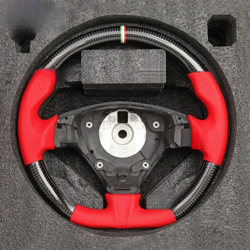 

Carbon fiber red perforated leather sports modified steering wheel assembly