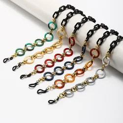 Vintage Acrylic Colorful Ring Black Glasses Chain for Women Resin Personality Color Lanyard Hanging Chain 2025 Accessories
