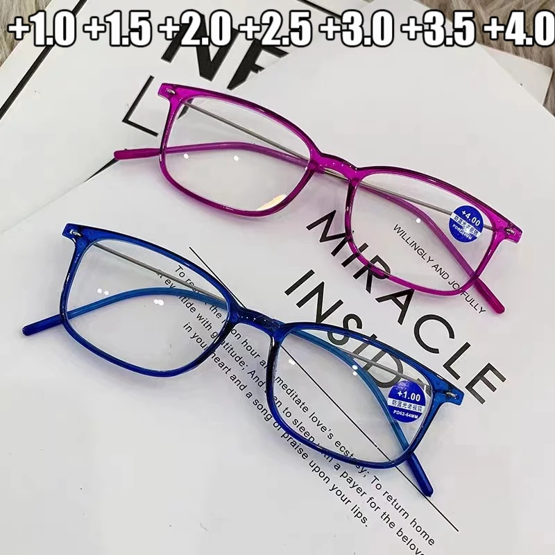 Ultralight Prescription Glasses for Women Anti Blue Light Presbyopic Glasses Eyewear +1.0 to +4.0 Transparent Glasses