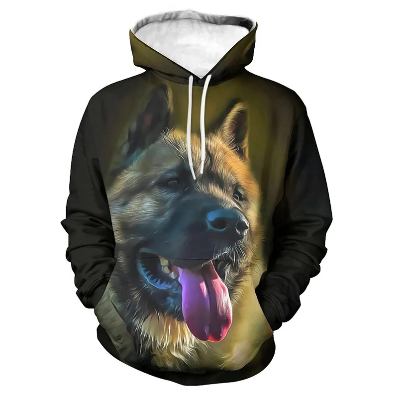 German Shepherd Dog 3D Print Hoodies Men Funny Fashion Pug Dog Graphic Sweatshirts Casual Streetwear Women Hoodie Winter Y2k Top