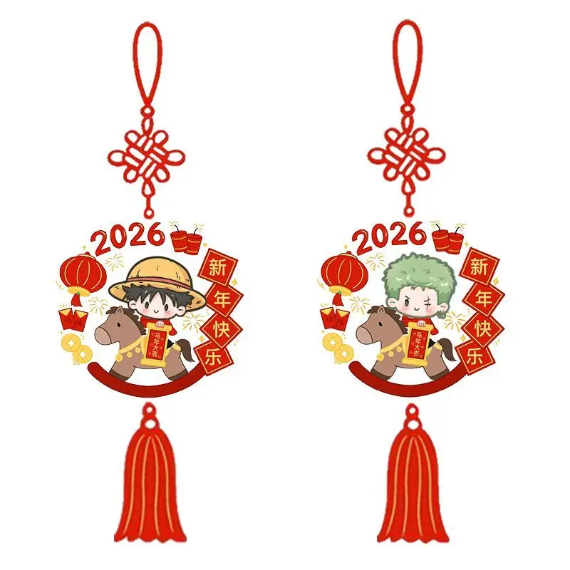 

One Piece 2026 New Year Atmosphere Luffy Zoro Ace Cartoon Animation Chinese Knot Interior Decoration School Bag Pendant Gift