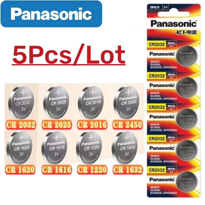 5Pcs Original Panasonic CR2032 CR2025 CR2016 CR1632 CR1616 CR1620 CR2450 CR2430 Lithium  Battery  CR2032 Batteria CR 2032