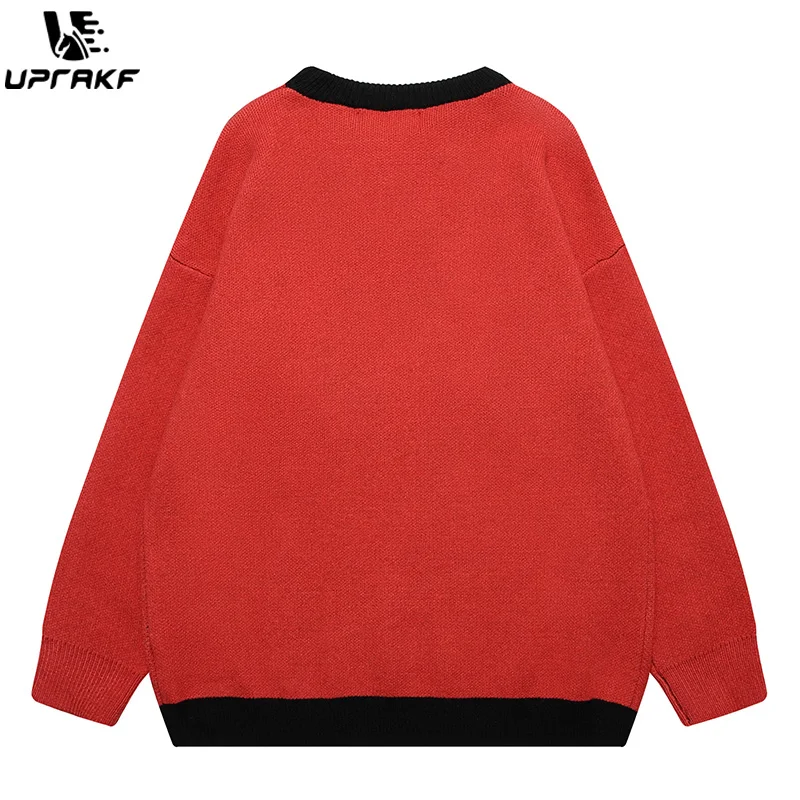 UPRAKF High Street Sweater Loose Long Sleeves Fashion O Neck Trendy Pullovers Cartoon Graphic Vintage