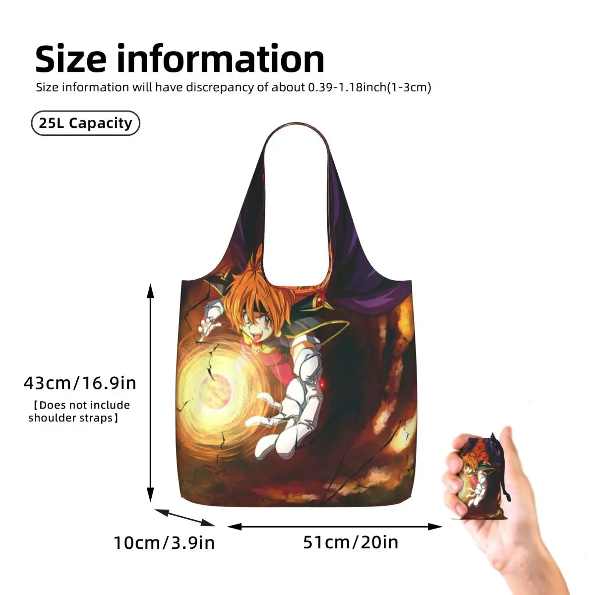 Lina Inverse Dragon Slave Slayers Shopping Tote Bag Canvas Large Capacity Shoulder Bags Shopper Grocery Handbag for Women