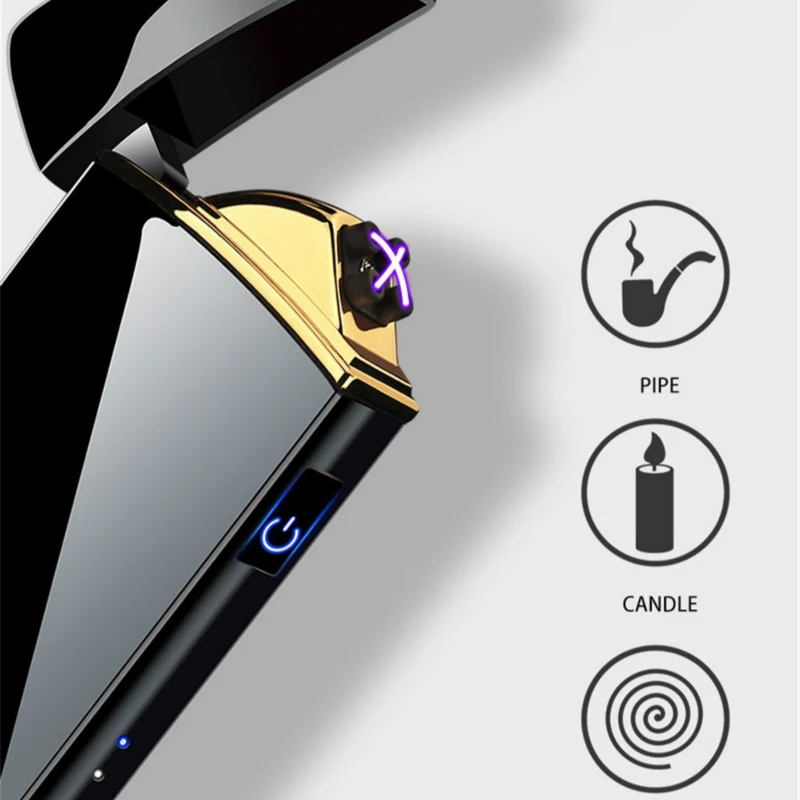 The latest fingerprint induction unlocking arc lighter charging personalized creative windproof birthday gift for boys