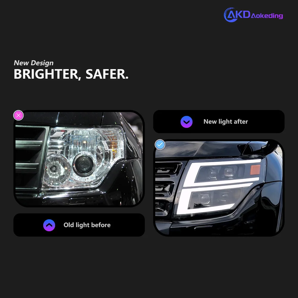 Suitable for Mitsubishi Pajero V97 headlight assembly Bobcat modification V93 V95 daytime running light water steering upgrade