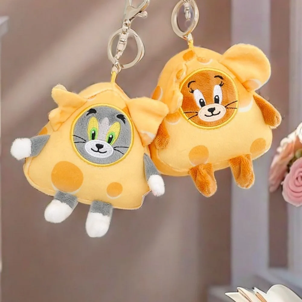 本物のトムとジェリーぬいぐるみ三角形チーズ人形かわいい女性のバックパック漫画装飾人形おもちゃギフトクラスメートのため