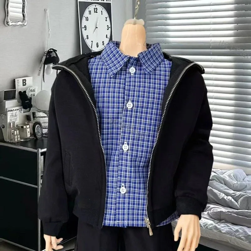 

1/3 Doll's Clothes for 75cm Male Bjd Doll Zipper Hoodie with Stand Collar Dress Up Toy Play House Gift Doll Accessories, No Doll