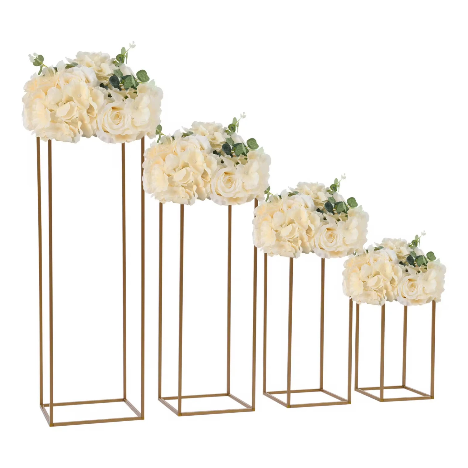 Gold Metal Flower Stand Wedding Centerpieces Decor - Rectangular Table Rack