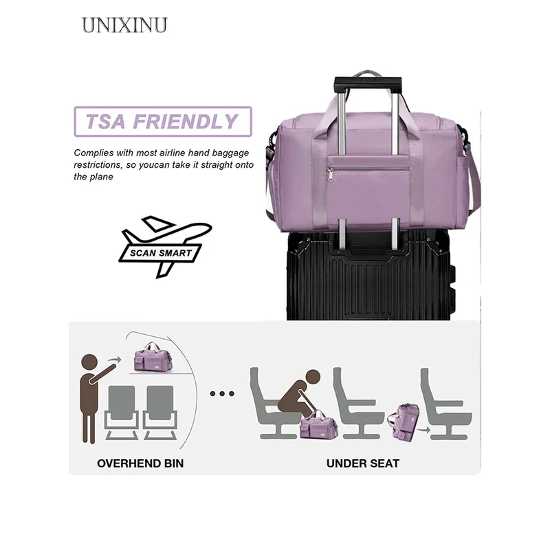 حمل على حقيبة سفر سعة كبيرة لعطلة نهاية الأسبوع بين عشية وضحاها حقائب واق من المطر مع حجرة للأحذية حقائب اللياقة البدنية الرياضية للنساء 2026 #5