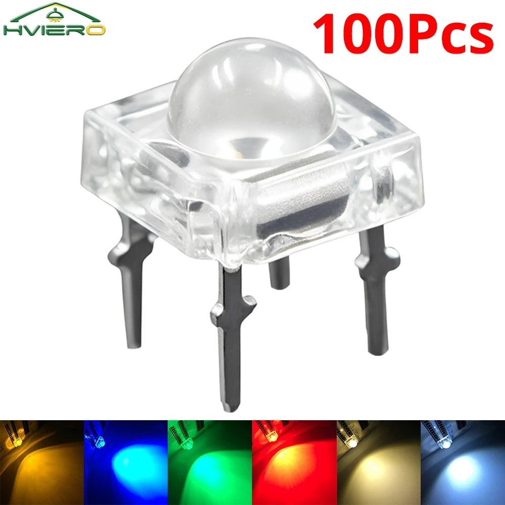 100Pcs Min F5 5mm Red Green Blue White Yellow Dome Flux Water Clear Piranha 1.9~3.4V Lamp Bead Light DIY Emitting Diode Led Bulb