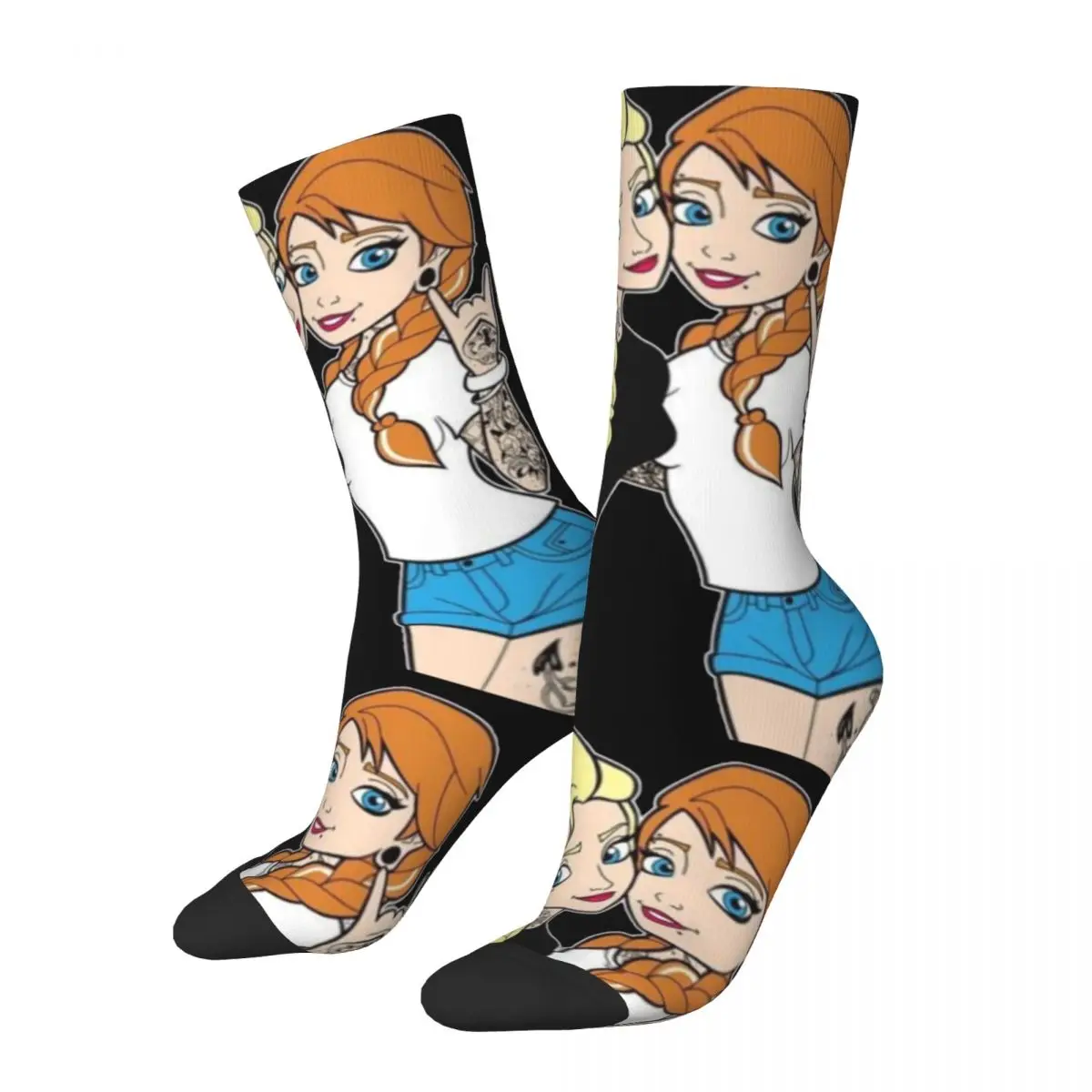 Autumn Winter Crazy Design Men's Women's Sisters Punk Alice In Wonderland Socks Sweat Absorbing Crew Socks