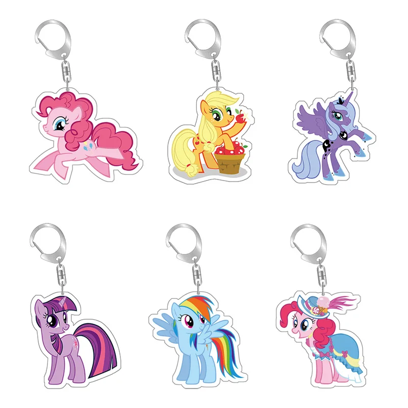 Cute Cartoon My Little Pony Acrylic Key Chain Ring Anime Kawaii Twilight Sparkle Keychain Bag Charms Pendant Accessories Gift