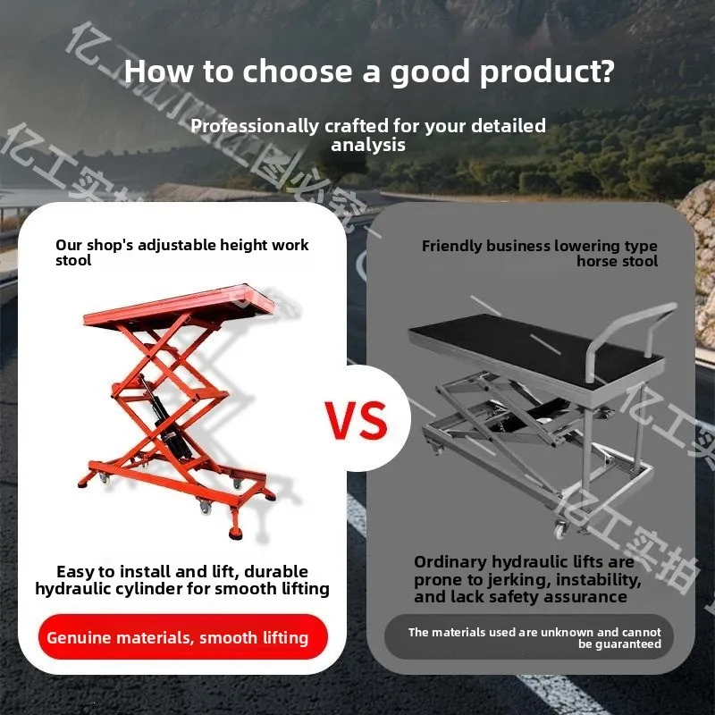 Electric lifting stool, indoor tiling decoration workbench folding mobile hydraulic lift