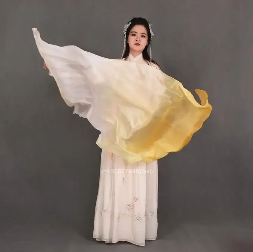 New Customized Dark Green White Silk Veil Belly Dance Fan Pairs (1L+1R) Women Oriental Dance Show Props 180cm