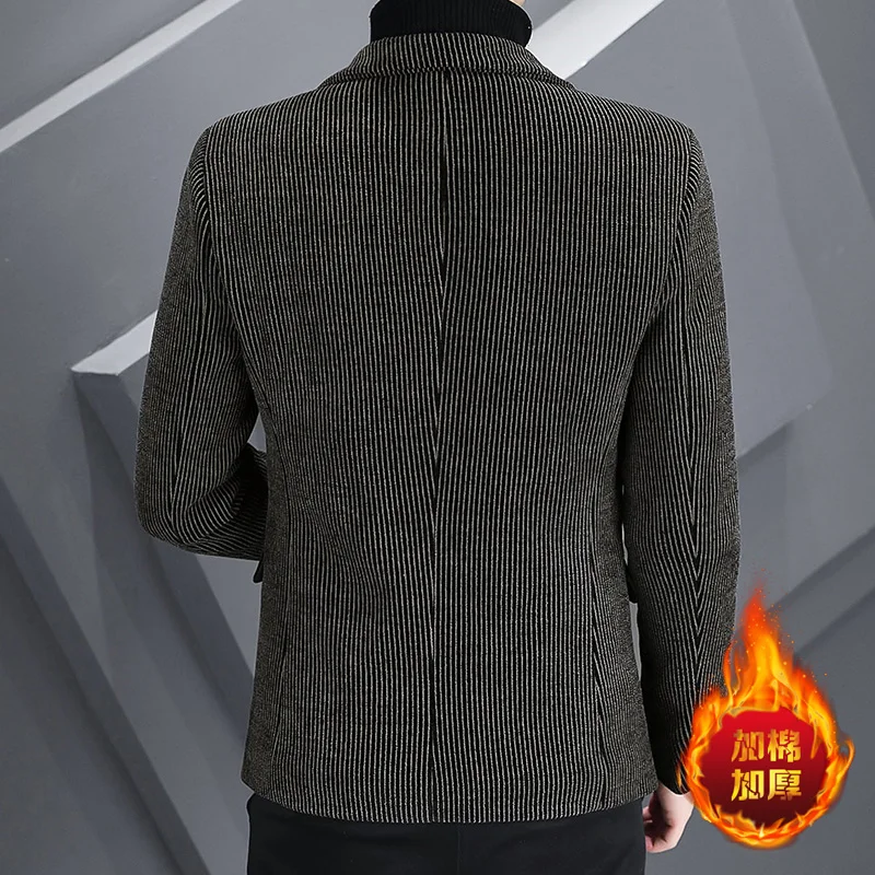 ARC Blazer Autumn/Winter Golden Sable Velvet and Cotton Thickened Thermal Small Suit Fashion Business Men\'s Slim Blazer