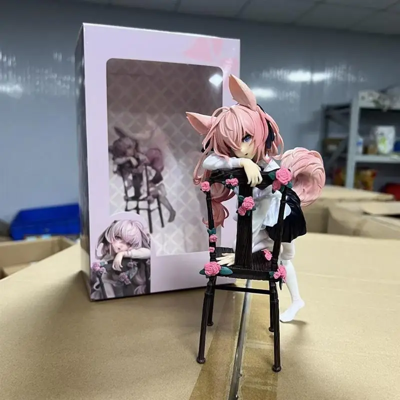 

22cm Anime Figure Rabbit Ears Flova 1/7 Stool Kneeling Scene Matching Model Toy Collection Aciton Figure Surprise Gift