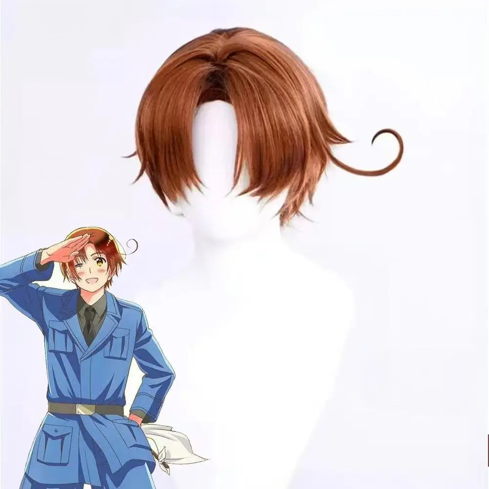 Парики Axis Powers Hetalia, парик из Южной Северной Италии, Feliciano Vargas, красный, коричневый, парик для косплея с небольшой съемной косой Парики Axis Powers Hetalia, парик из Южной Северной Италии, Feliciano Vargas, красный, коричневый, парик для косплея с небольшой съемной косой