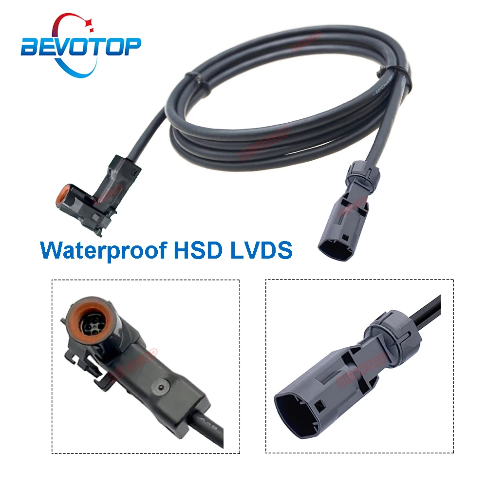 BEVOTOP Car LVDS Video Line 4Pin Waterproof HSD A Male to A Female Right Angle 90° Jack High Speed 4-Core 535 Cable Wire Harness