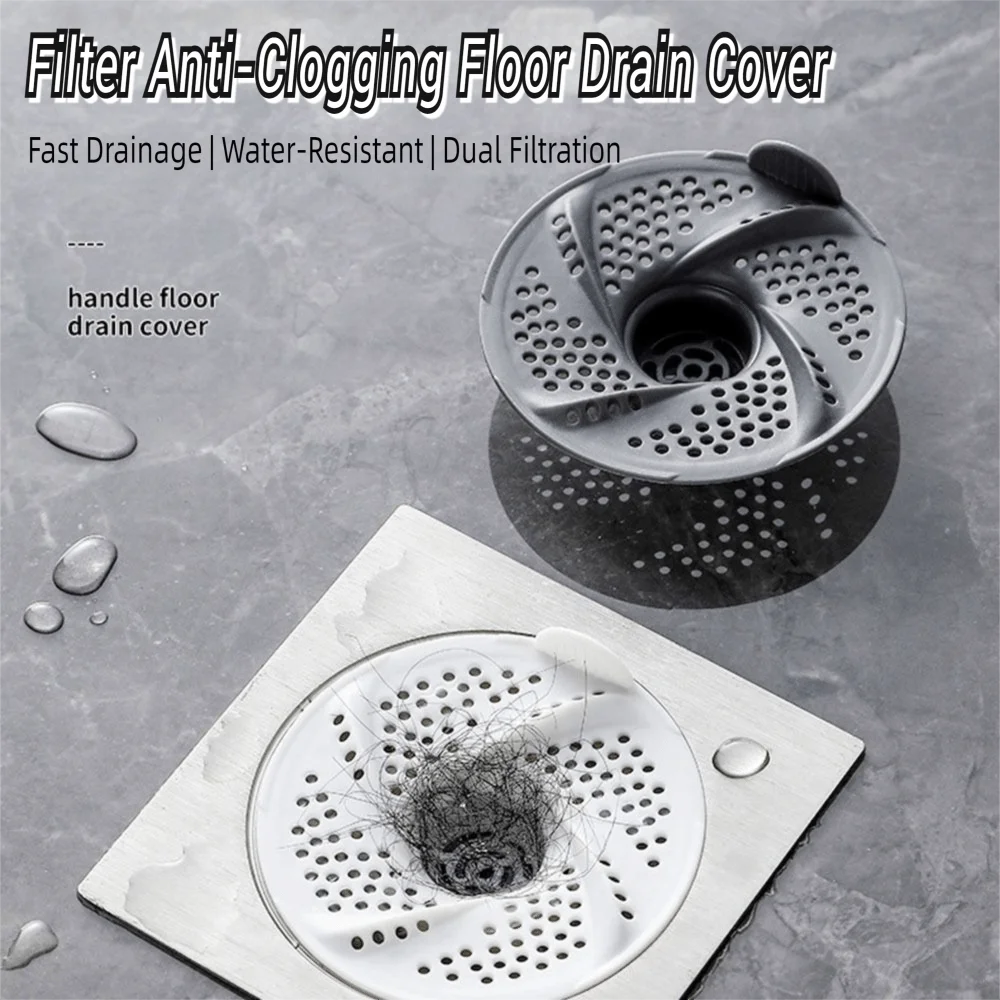 3pcs New Vortex Floor Drain Anti-Clogging Bug Proof Hair Collector Rotating Mesh Design Drain Cover Toilet Area