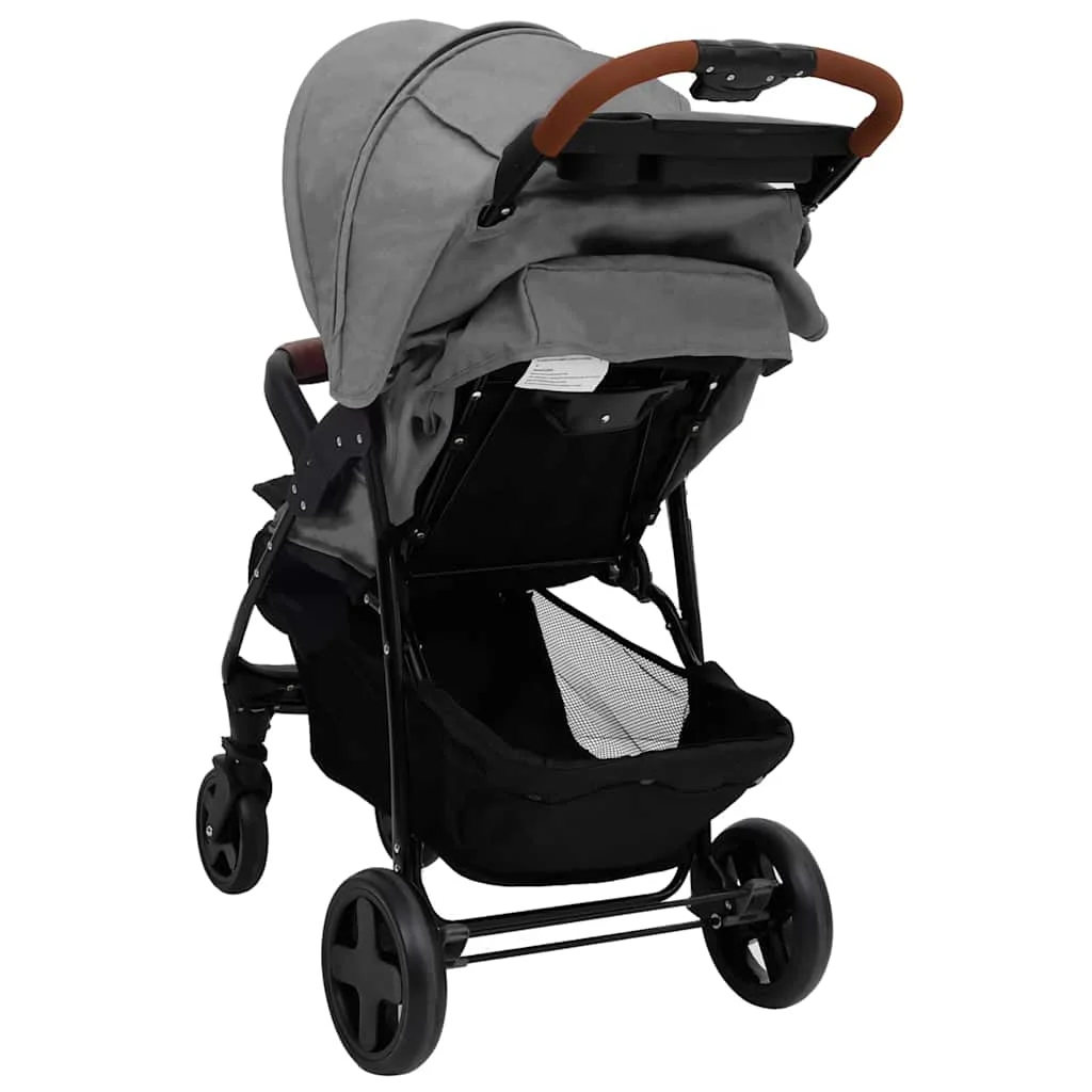 2-in-1 Kinderwagen Hellgrau Stahl 49 x 82 x 99 cm Leichtgewichtig Faltbar Sicheres Design Buggy Kompakt Reisegeeignet