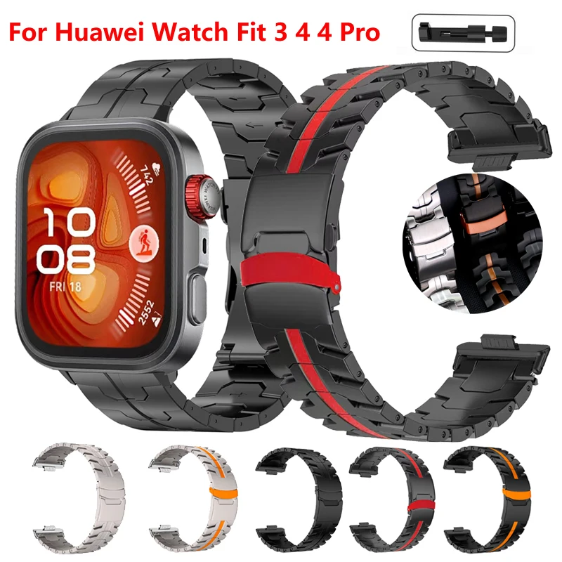 Edelstahlarmband für Huawei Watch Fit 4 Pro, luxuriöses Armband, Uhrenarmband-Zubehör für Huawei Watch Fit 4 und 3.