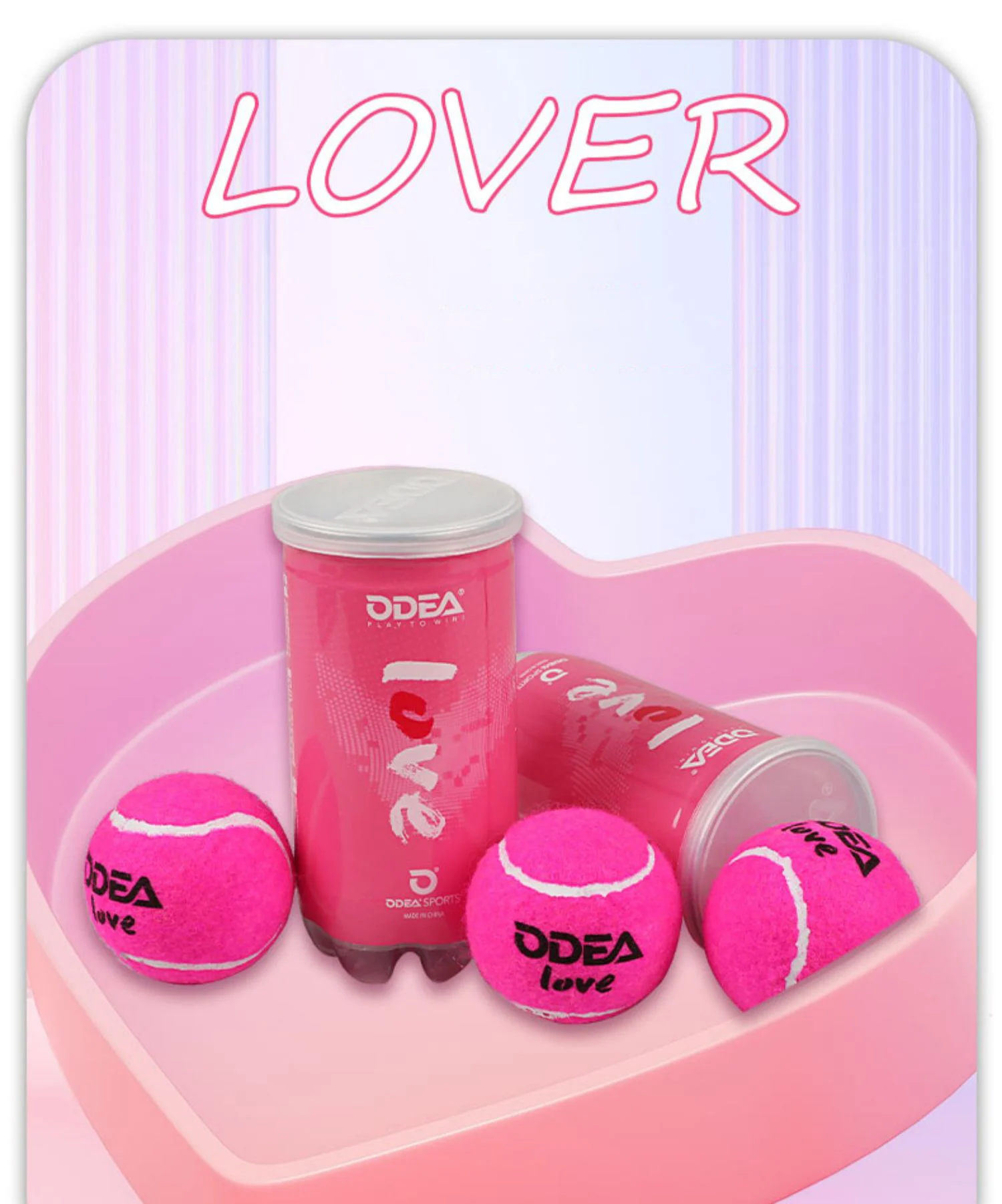 ODEA 트레이닝 테니스 공 2개/통 핑크-한정판 러브 모델 테니스 고탄성 내구성 야외 훈련용 공