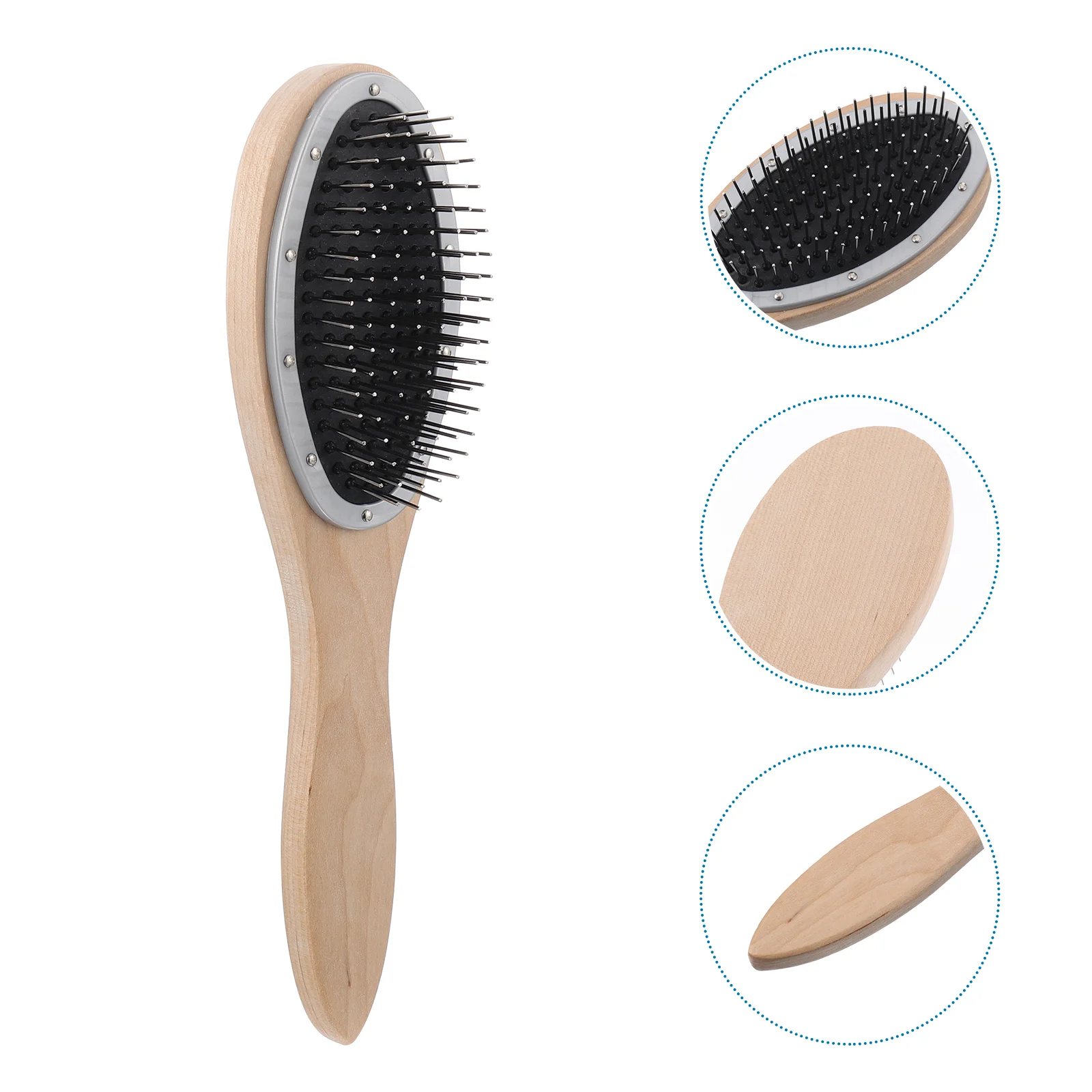 

2 Pcs Steel Comb Combs Wood Hair Brush Wire Bristle Detangling Tie Paddle Stainless