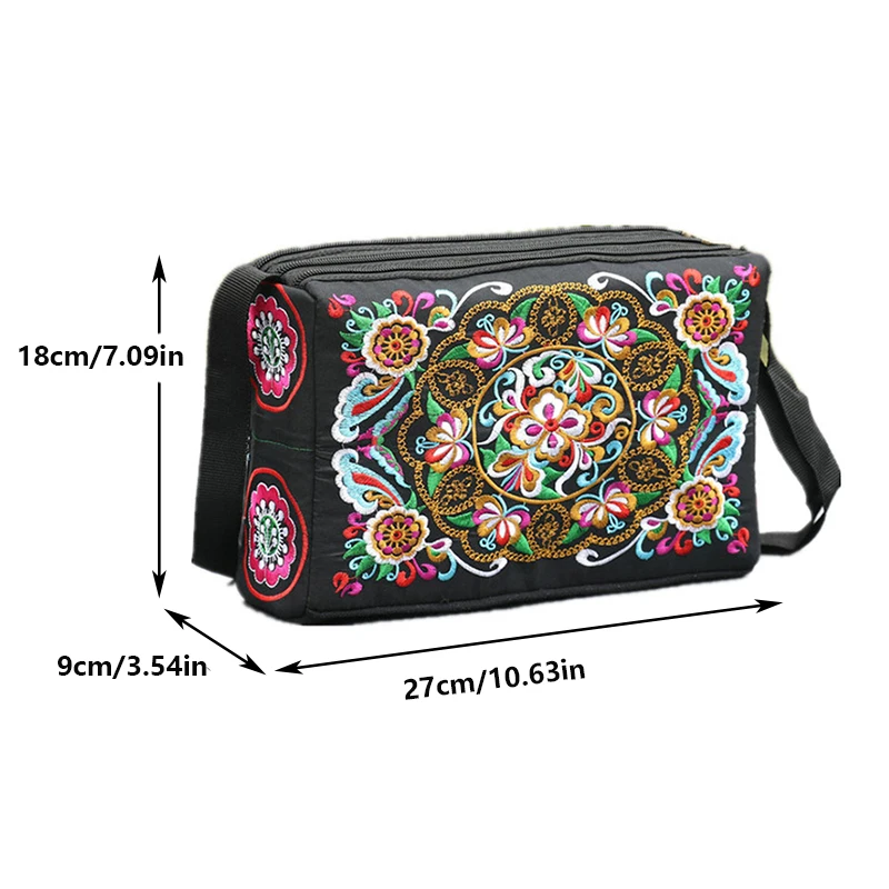 Women\'s Embroidered Flowers Nylon Crossbody Bag Ladies Luxury Large Capacity Travel Shoulder Bags