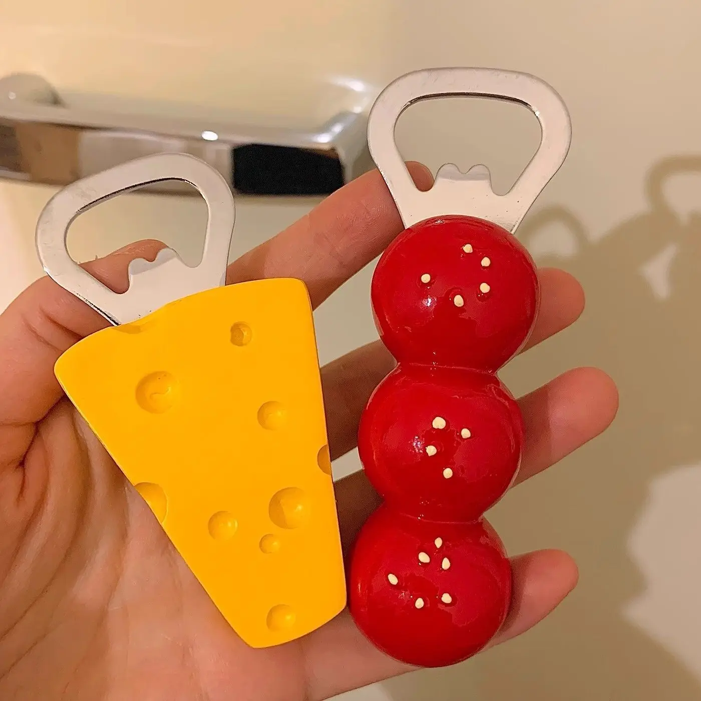 Magnetic Cute Beer Opener Refrigerator Sugar-coated Haws Cheese Bottle Opener Simulation Decor Three-dimensional Screwdriver New