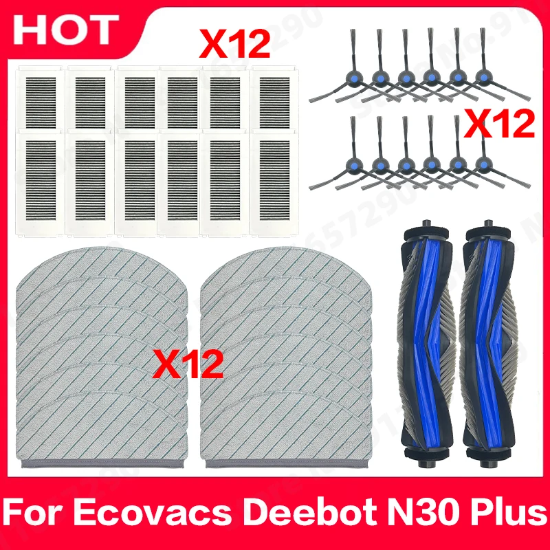For Ecovacs Deebot N30 Plus Robot Vacuum Spare Parts Main Side Brush Mop Cloths HEPA Filters Replacement Accessories