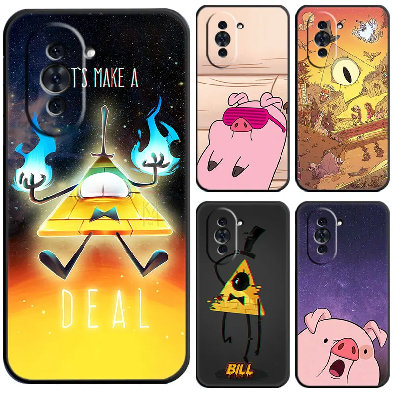 Gravity Falls Bill Cipher Pig Case For Huawei Honor 80 70 50 NOVA 10 9 SE 8 8i Y60 Y61 Y70 Y90 5T Mate 20 Lite Pro Plus Black