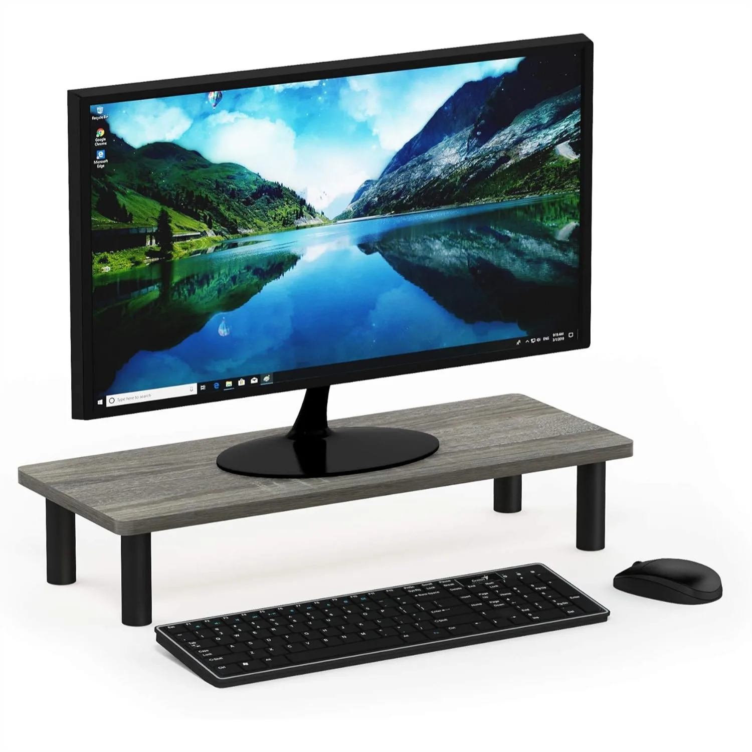 

Monitor Riser Stand, French Oak Grey/Black, Sturdy Desk Organizer for Home Office