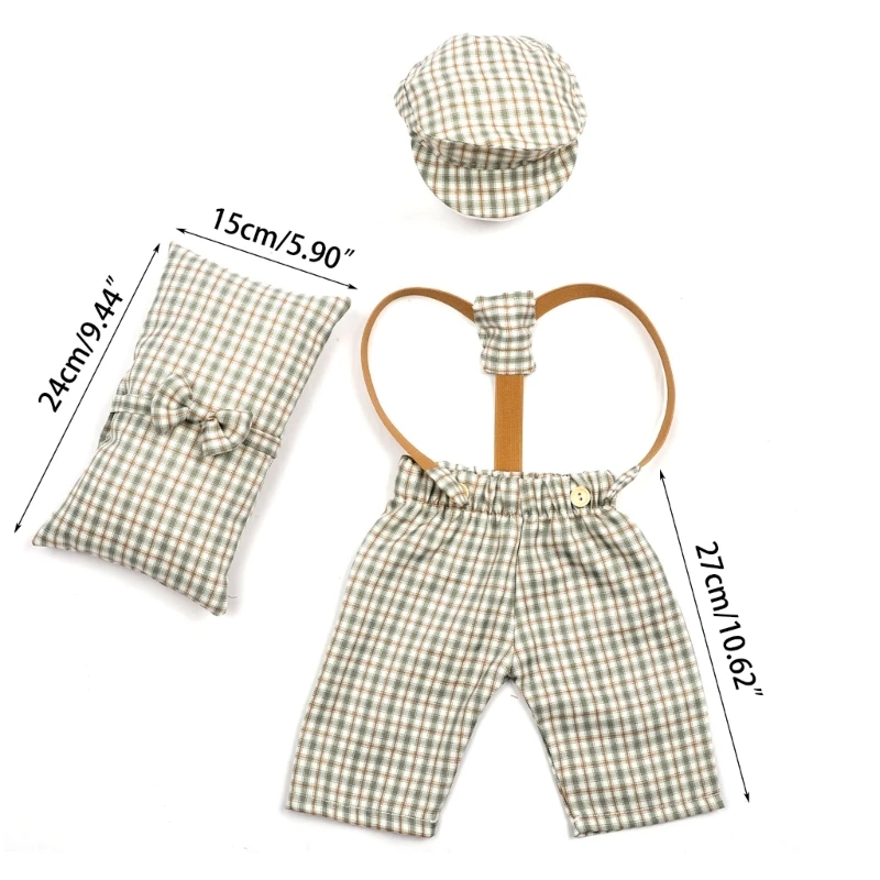 Newborn Costume for Photography Vintage Baby Photo Hat Pants Pillow Gender Neutral Photo Clothing Infant Shower Gift Dropship