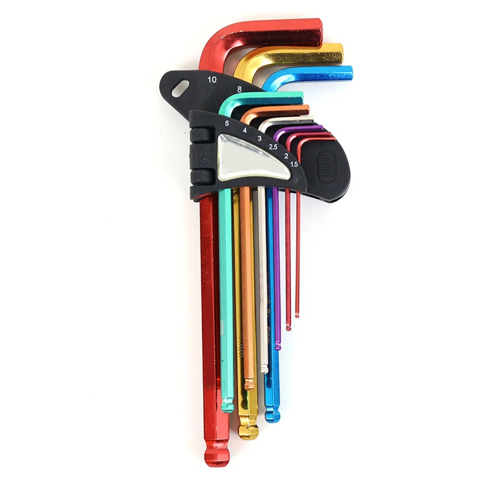 9Pcs Hex Wrench Star Key Ball End Metal Long Arm Metal Key Tool Set Kit for Repair BH