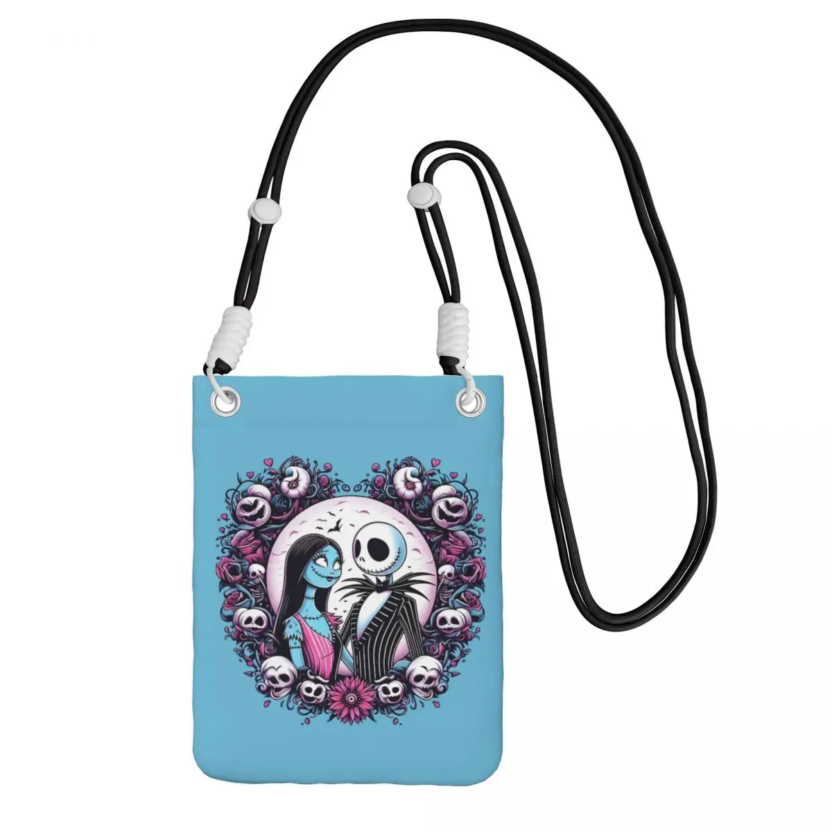 

Custom Jack Skellington Carry A Mobile Phone Bag Diagonally Men Women Casual Mobile Phone Bag for Hiking Phone Money Pouch