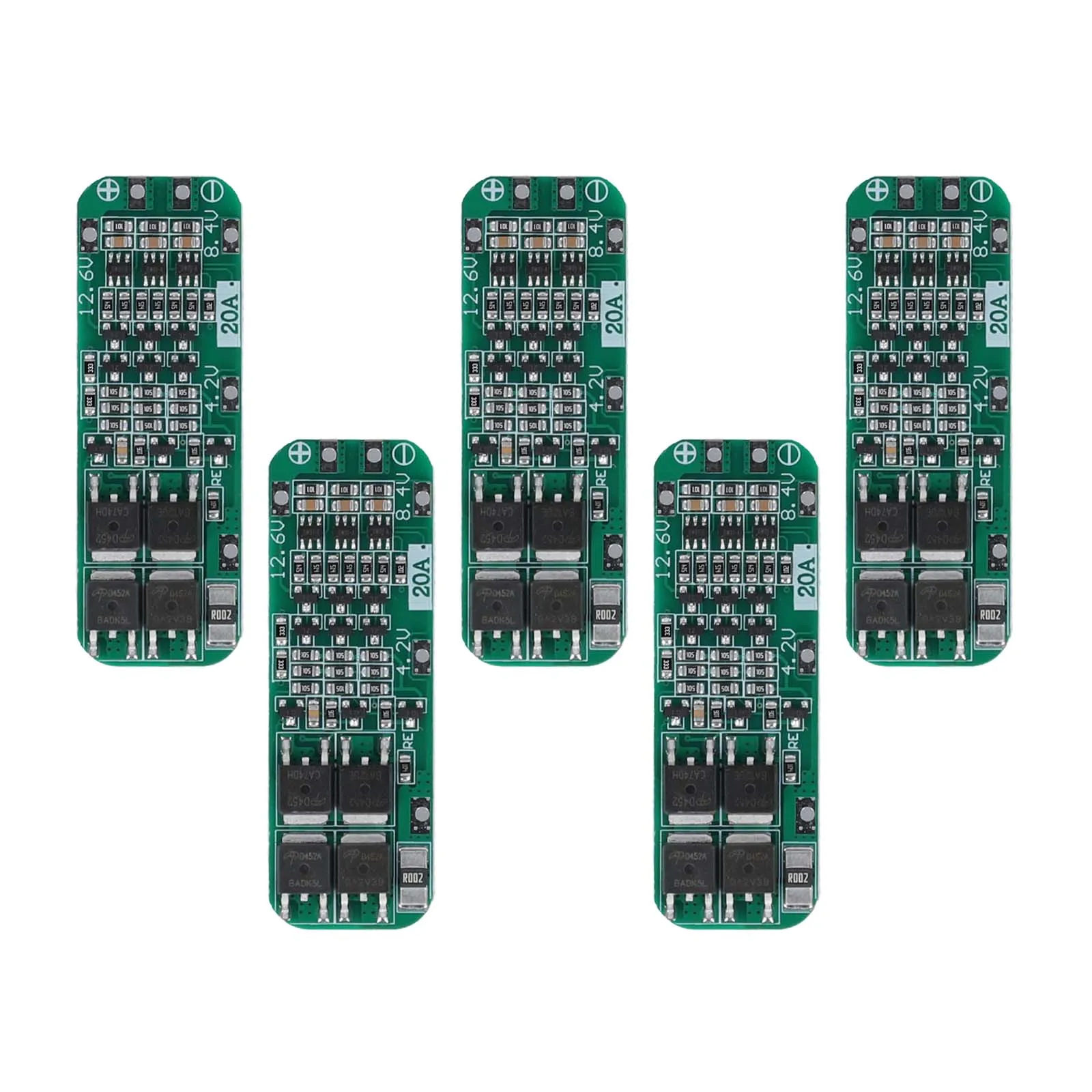 Set of Five PCB Boards for Protecting Li for ion Batteries in Series Featuring Overcurrent and Short Circuit Safeguards